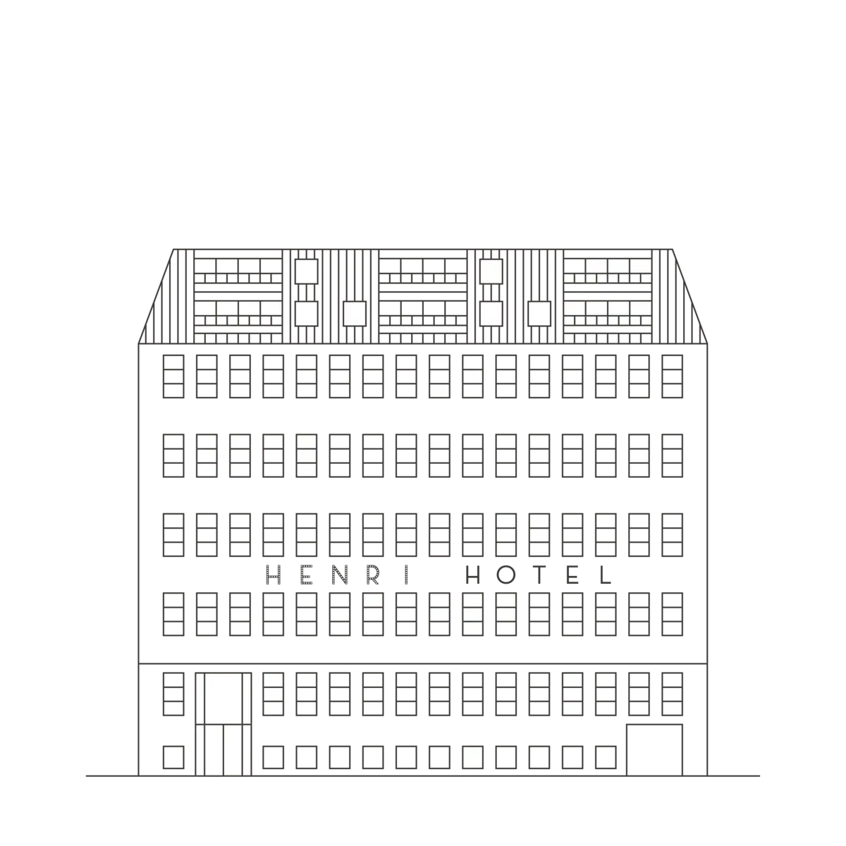 Skizze der Außenansicht des Hotels