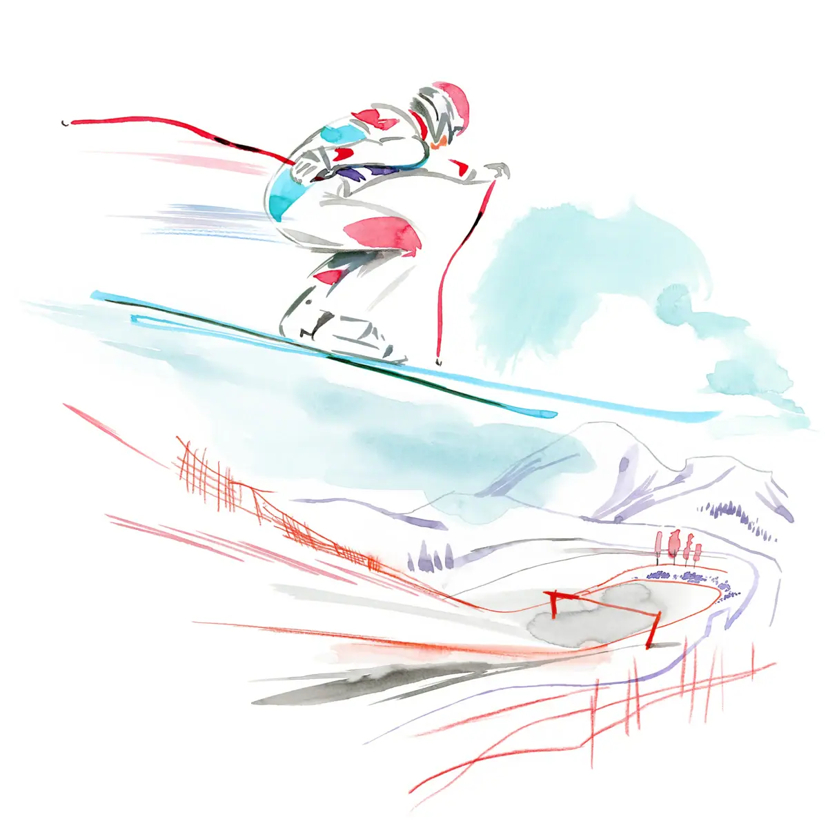 HENRI Erlebnisse Illustration Skifahren Kitzbühel – Hahnenkamm & Streif direkt vor der Tür
