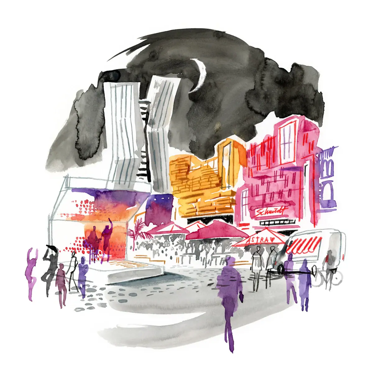 Illustration der Reeperbahn in Hamburg